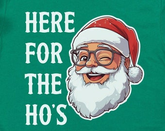 Funny Santa Claus Shirt for Christmas, Here for the Ho's, Husband Christmas Shirt, Xmas Party, Funny Holiday Shirt for Men, Hoodie Sweater