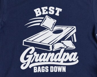 Best Grandpa Bags Down Shirt, Cornhole Grandpa Gift, Personalized Cornhole Tee, Fathers Day Gift for Grandpa