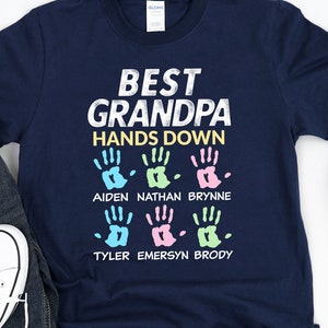 Personalized Best Grandpa Shirt, Custom Names Grandchildren, Grandpa Gift, mens Short-Sleeve Unisex T-Shirt
