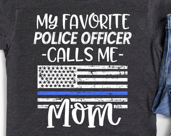 Mamá policía / Camisa / Mamá oficial de policía / Azul delgado / Cumplimiento de la ley / Regalo de policía / Camiseta unisex