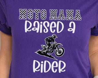 Moto Mama Raised a Rider, cadeau drôle de maman motocross, vêtements familiaux de motocross, moto tout terrain de course MX, maman motocross, course, journée sur piste