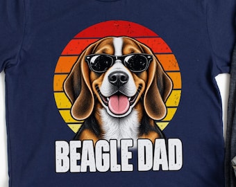 Beagle Dad Shirt, Funny Beagle Dad T-Shirt, Dog Dad Gift, Beagle Owner Shirt, Retro Sunset Dog Lover Gift, Father's Day Gift