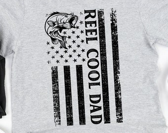 Fishing Gift for Dad, Fishing Dad Shirt, Reel Cool Dad, Fishing American Flag, Fathers Day Fishing Gift