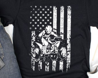 ATV Quad Racing Shirt, Hoodie, Off Road American Flag Gift, Quad Riding Dirt Gift, Unisex
