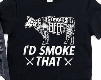 Funny Meat Smoker Shirt / Hoodie /  BBQ / Grilling Gift / I'd Smoke That / Meat Lover Short-Sleeve Unisex T-Shirt