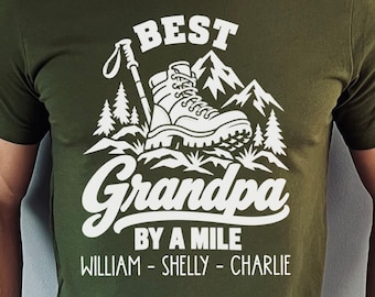 Best Grandpa By A Mile Shirt, Hiking Grandpa Gift, Personalized Outdoor Tee, Fathers Day Gift for Grandpa