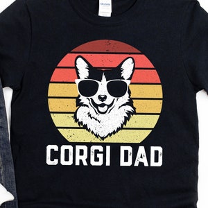 Funny Corgi Dad Shirt, Mens Corgi Gift, Dog Dad Gift, Hoodie, Pembroke Welsh Corgi, Tri-Color, Retro