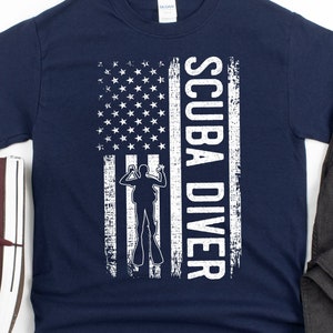 Scuba Diver Flag / Shirt / Hoodie / Scuba Diving Gift / American Flag / Diver Gift Short-Sleeve Unisex T-Shirt