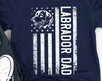 Labrador Dad Shirt, Hoodie, Labrador Retriever Gift, American Flag, Lab Dad Mens Short-Sleeve Unisex T-Shirt