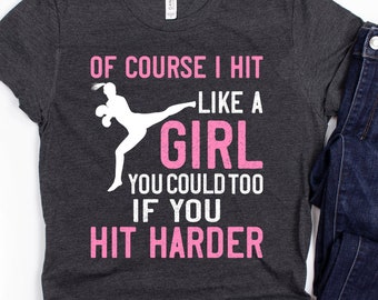 Womens Kickboxing Shirt / Hit Like a Girl / Kickboxing Class Gift / Pink Kickboxing Short-Sleeve Unisex T-Shirt