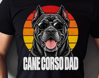 Cane Corso Dad Shirt, Funny Cane Corso Dad T-Shirt, Dog Dad Gift, Cane Corso Owner Shirt, Retro Sunset Dog Lover Gift, Father's Day Gift