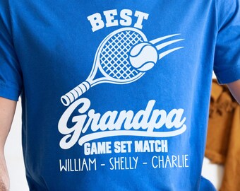 Best Grandpa Game Set Match Shirt, Tennis Grandpa Gift, Personalized Tennis Tee, Fathers Day Gift for Grandpa