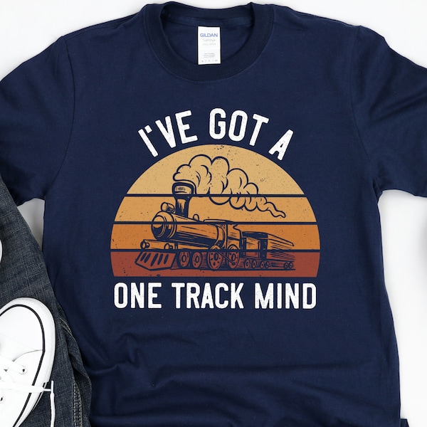 Retro Train T-shirt / Hoodie / Train Engineer Gift / Mens Funny Steam Engine Gift / One Track Mind Short-Sleeve Unisex T-Shirt