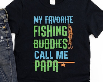 Camisa de papá de pesca, mis amigos de pesca favoritos me llaman papá Camisa de hombre Regalo del día del padre Camiseta unisex de manga corta