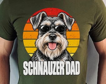 Schnauzer Dad Shirt, Funny Schnauzer Dad T-Shirt, Dog Dad Gift, Schnauzer Owner Shirt, Retro Sunset Dog Lover Gift, Father's Day Gift