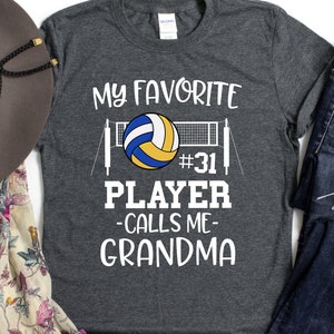 Volleyball Grandma Shirt, Personalized Volleyball T-Shirt for Grandma, My favorite player calls me grandma, Volleyball Player Gift