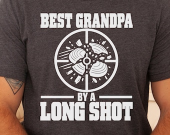 Best Grandpa By A Long Shot Shirt, Clay Shooting Grandpa Gift, Personalized Skeet Shooting Tee, Fathers Day Gift