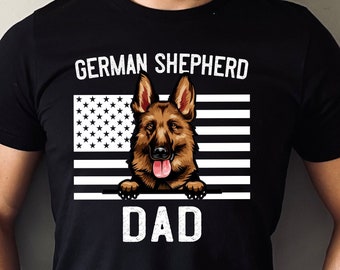 Regalo di papà pastore tedesco, amante del cane, camicia K-9, regalo pastore tedesco per uomo, bandiera degli Stati UnitiT-shirt unisex