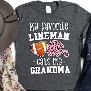 Football Grandma Shirt, My favorite Lineman calls me Grandma, Football Game Day Gift, Pink Leopard Print