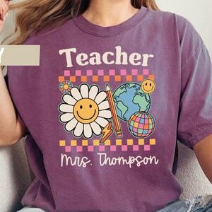 Retro Teacher Shirt, Custom Teacher T-Shirt, Comfort Colors, Teacher Era Shirt, Personalized Teacher Appreciation, Back to School