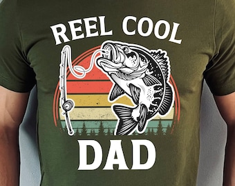 Maglietta da pesca "Reel Cool Dad", regalo per la festa del papà a tema pesca, personalizzata, maglietta retrò con tema pesca, t-shirt per papà pescatore