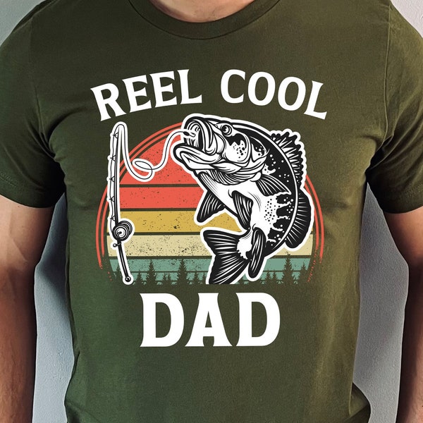 Reel Cool Dad, Fishing Shirt, Fathers Day Fishing Gift, Personalized, Retro Fish Shirt, Fishing Dad T-shirt