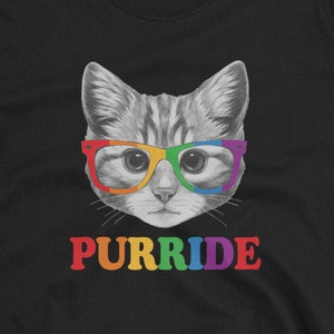 Purride Cat Gay Pride Funny Rainbow Pun Short-Sleeve Unisex T-Shirt