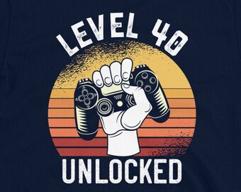 40th Video Game Birthday Shirt, Level 40 Unlocked, Gaming Birthday shirt, Forty Year Old, Gift for Gamer