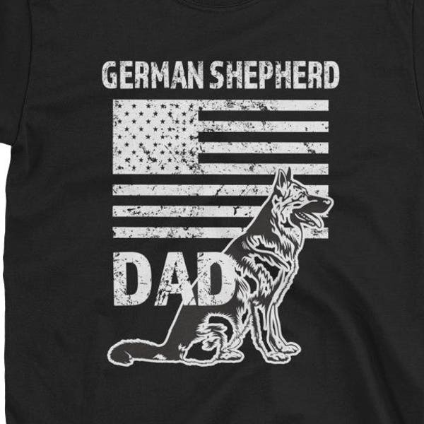 German Shepherd Dad American Flag Short-Sleeve Unisex T-Shirt