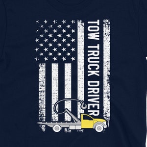 Tow Truck Driver Shirt, Gift for Towing Trucker, American Flag trucker shirt, Tow Truck Gift for Men