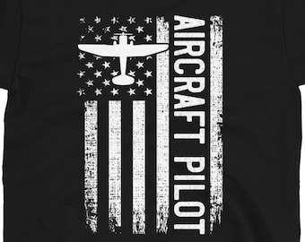 Chemise de pilote d'avion, cadeau de pilote d'avion, chemise d'aviation, chemise d'avion de drapeau américain, école de pilote, cadeau de pilote de ligne