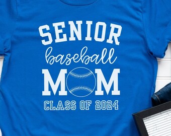 Chemise de maman de baseball senior, promotion 2024, maman de baseball du lycée, journée des seniors, cadeau de baseball universitaire pour maman, personnalisé, soirée des seniors