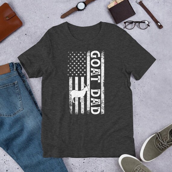 American Flag Goat Shirt for Dad, Goat Farmer Dad Gift, Funny Goat Gift Short-Sleeve Unisex T-Shirt, Goat Gift