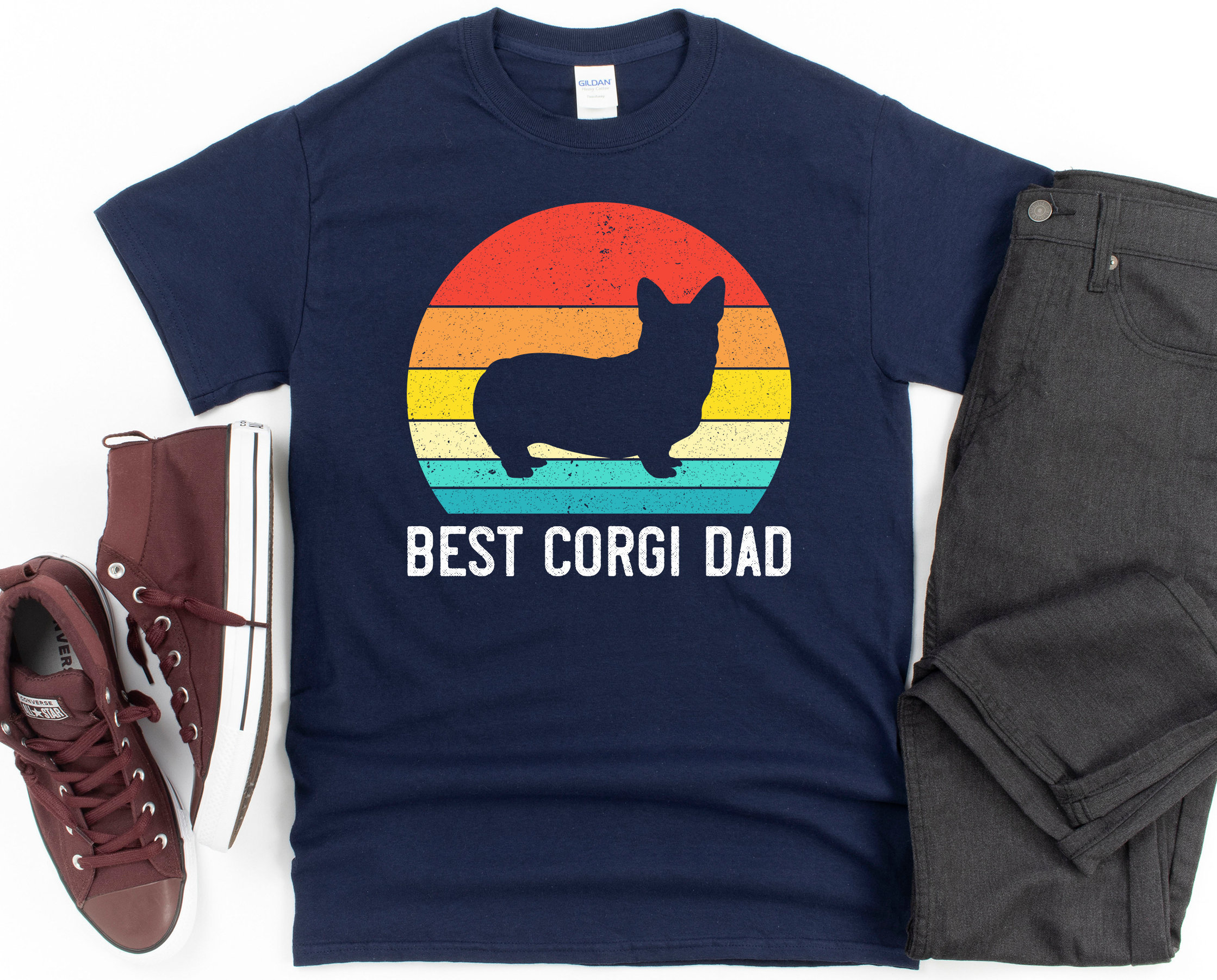 Corgi Father\u2019s Day Gift Tee Corgi Lover Tshirt Best Corgi Dad Ever Shirt Corgi Gifts for Him Corgi Owner Tee Funny Men\u2019s Corgi T-shirt