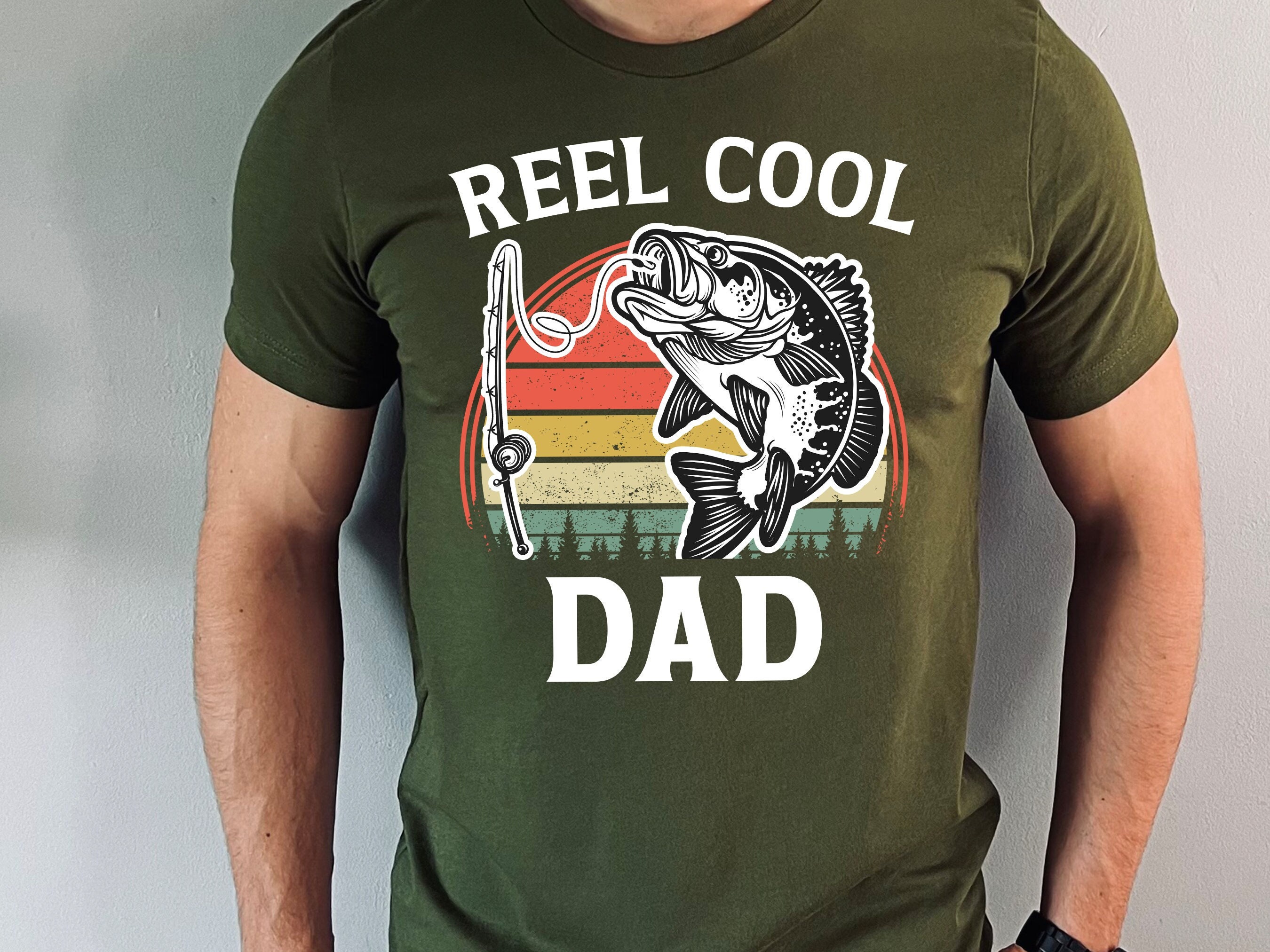 Reel Cool Dad, Fishing Shirt, Fathers Day Fishing Gift, Personalized, Retro Fish Shirt, Fishing Dad T-Shirt