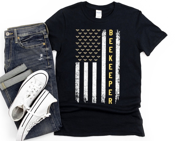 Beekeeper Shirt / Hoodie / Gift for Beekeeper / American Flag Beekeeping Shirt Short-Sleeve Unisex T-Shirt