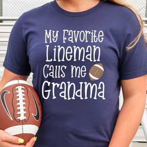 Football Grandma Shirt, My Favorite Lineman Calls Me Grandma Grandson Short-Sleeve Unisex T-Shirt