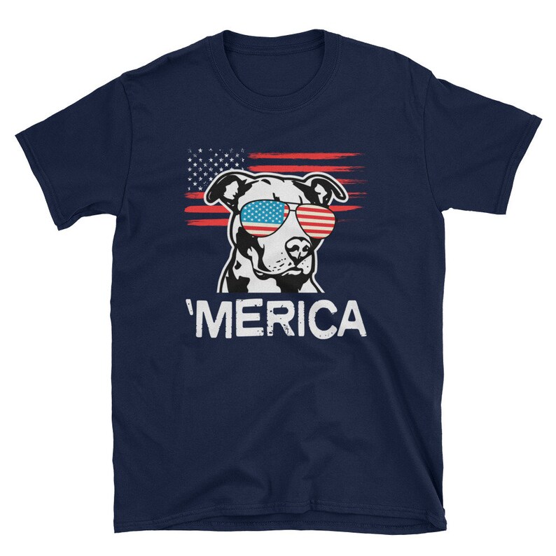 Merica Pitbull Dog Shirt Funny Pit Bull America Short-sleeve - Etsy