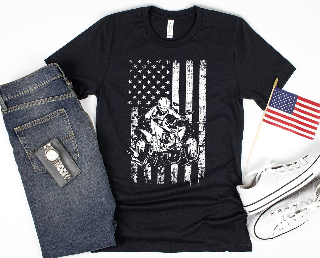 ATV Quad Racing Shirt, Hoodie, off Road American Flag Gift, Quad Riding