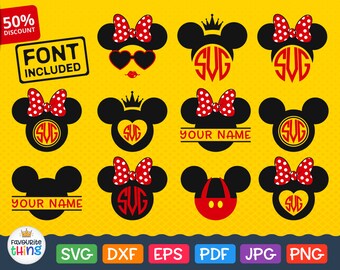 Mickey Mouse Ears Free Circle Monogram Font Svg Disney Files Minnie Mouse Bow Svg Mickey Head Image For Cricut Silhouette Vinyl Iron On Download 14576 Free Commercial Use Script Fonts