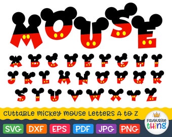 MICKEY FONT Svg Letters with Mickey Mouse Ears Svg Disney Alphabet Baby Boys Monogram Fonts for Cricut vinyl files Silhouette dxf png eps