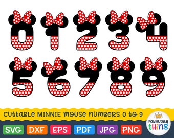 Polka dot Numbers Svg Birthday Font with Minnie Mouse Bow Svg Ladybug Number 0 1 2 3 4 5 6 7 8 9 Svg Cut Files Design Cricut Dxf Silhouette