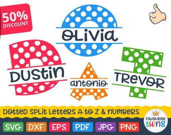 Polka dot Split Font Svg Ladybug Letters Svg Dotted Divided Alphabet Svg Cricut downloads Silhouette dxf cut file, Printing Iron on Clip art