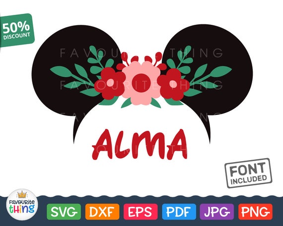 Download Minnie Ears with Flower Wreath Svg Girl's Disney Monogram | Etsy