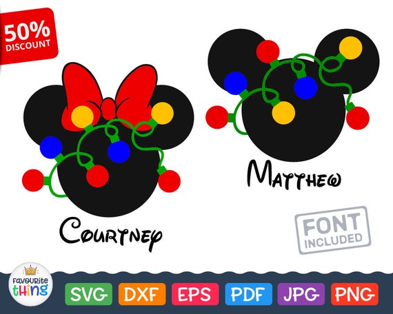 Download Mickey & Minnie Mouse Head with Lighted Christmas Garland ...