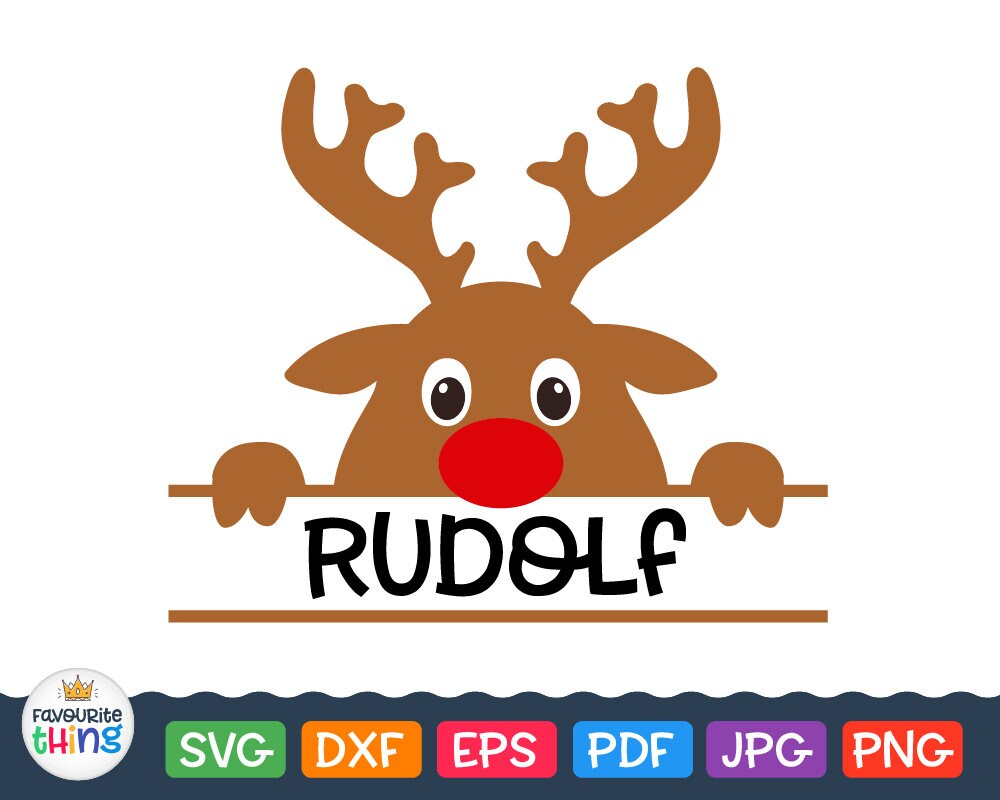 Download Reindeer Rudolph Christmas Monogram Svg Separate Frame for Boy | Etsy