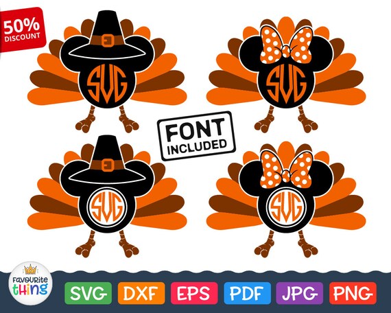 Svg Thanksgiving Turkey Svg Mickey Mouse Family Monogram Svg | Etsy