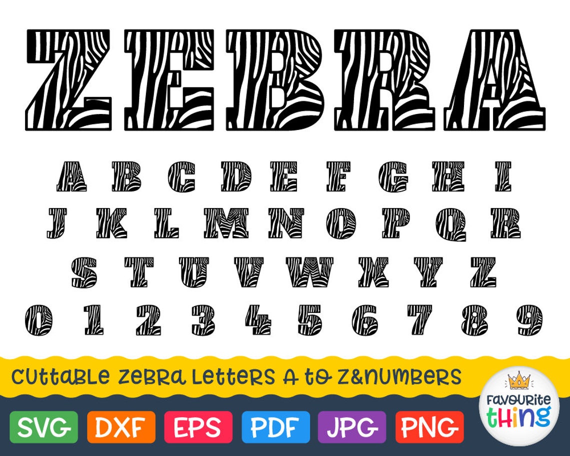 Zebra font Svg Zebra Letters Svg Zebra Numbers AZ 09 vinyl Etsy