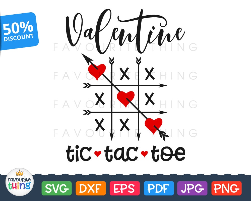 Tic Tac Toe Svg Valentine Design Hearts & Arrows cut File for | Etsy