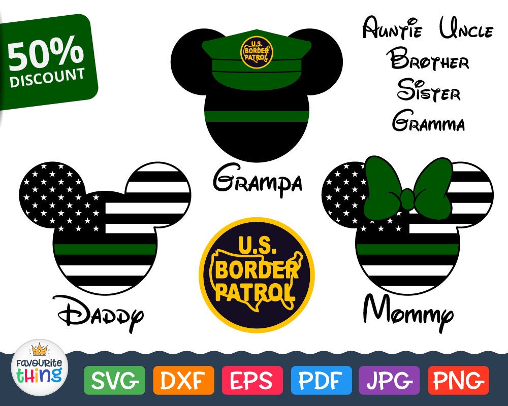 Download Border Patrol Svg Mickey Mouse Head in Border Patrol Cap ...